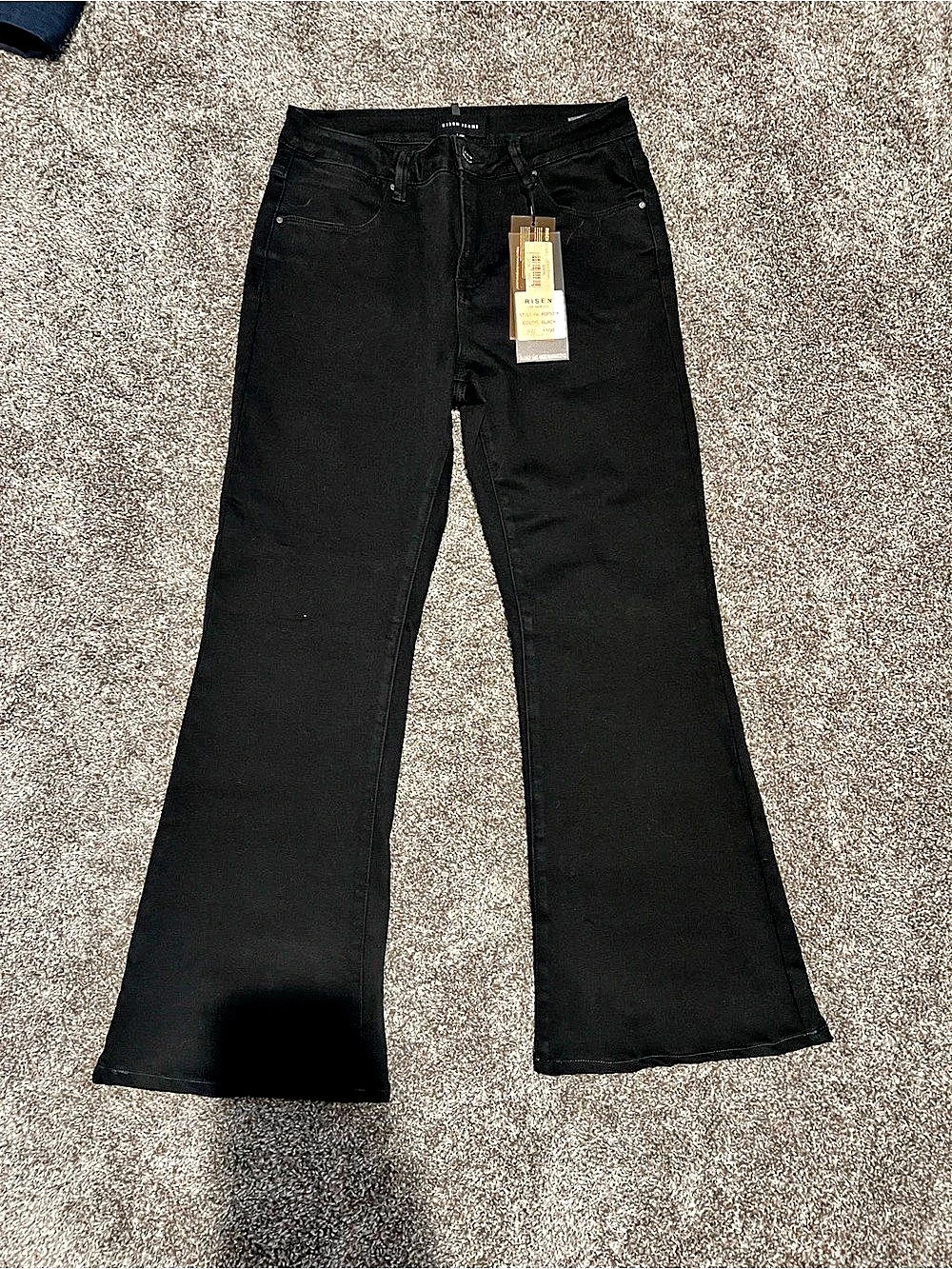 Risen RDP5338 Black Flare Jeans Waist 11/30 NWT